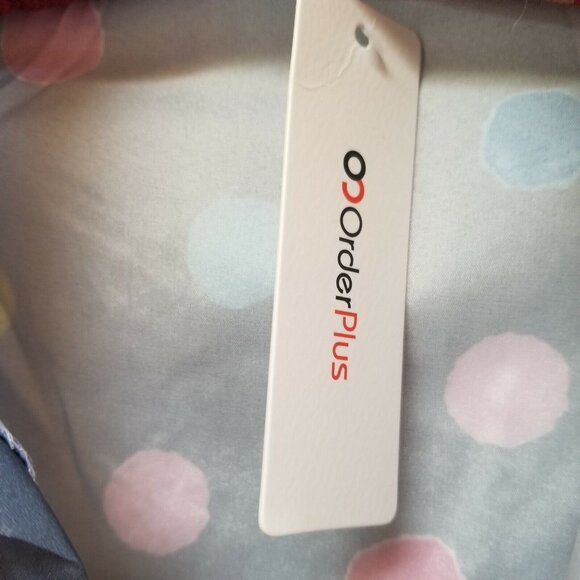 New OC Order Top Plus Women Small Gray Polka Dot Collared Blouse Top Long Sleeve - Picture 6 of 6